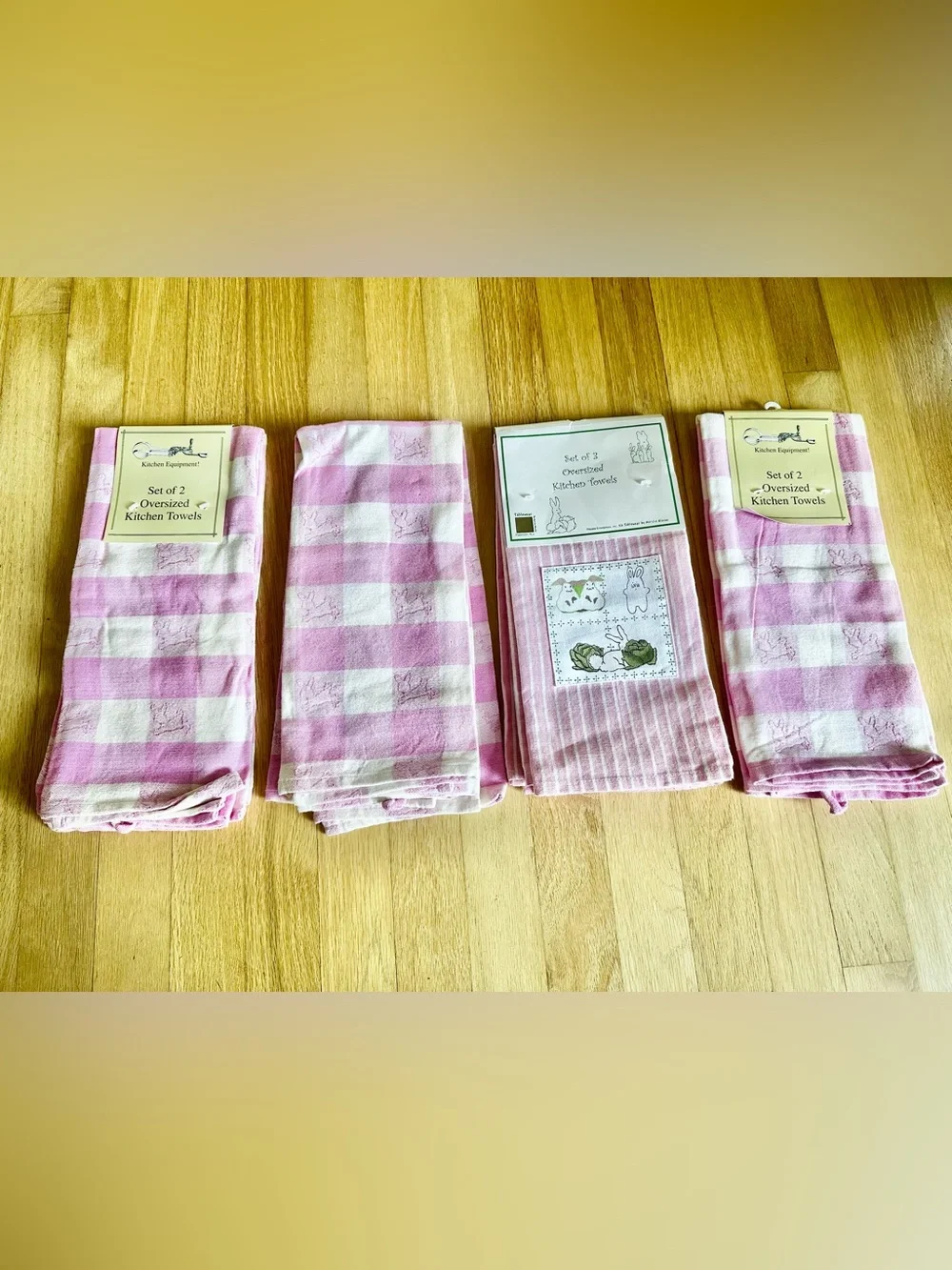 Nwt bundle of 9 Easter  theme Pink 100% cotton made in India kitchen Towels